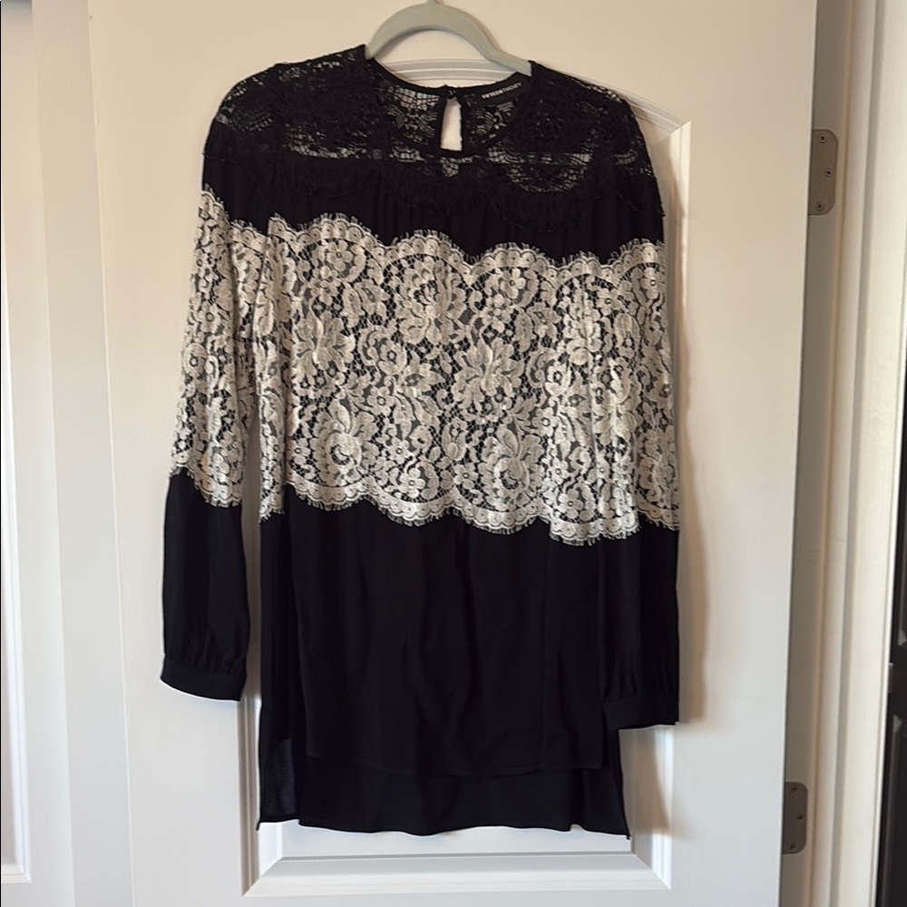 Fifteen Twenty Black and White Lace tunic Blouse